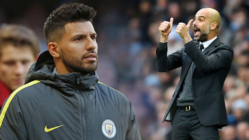 Pep Guardiola menegaskan hubungannya dengan Sergio Aguero baik-baik saja. Laurence Griffiths/Jan Kruger/Getty Images.
